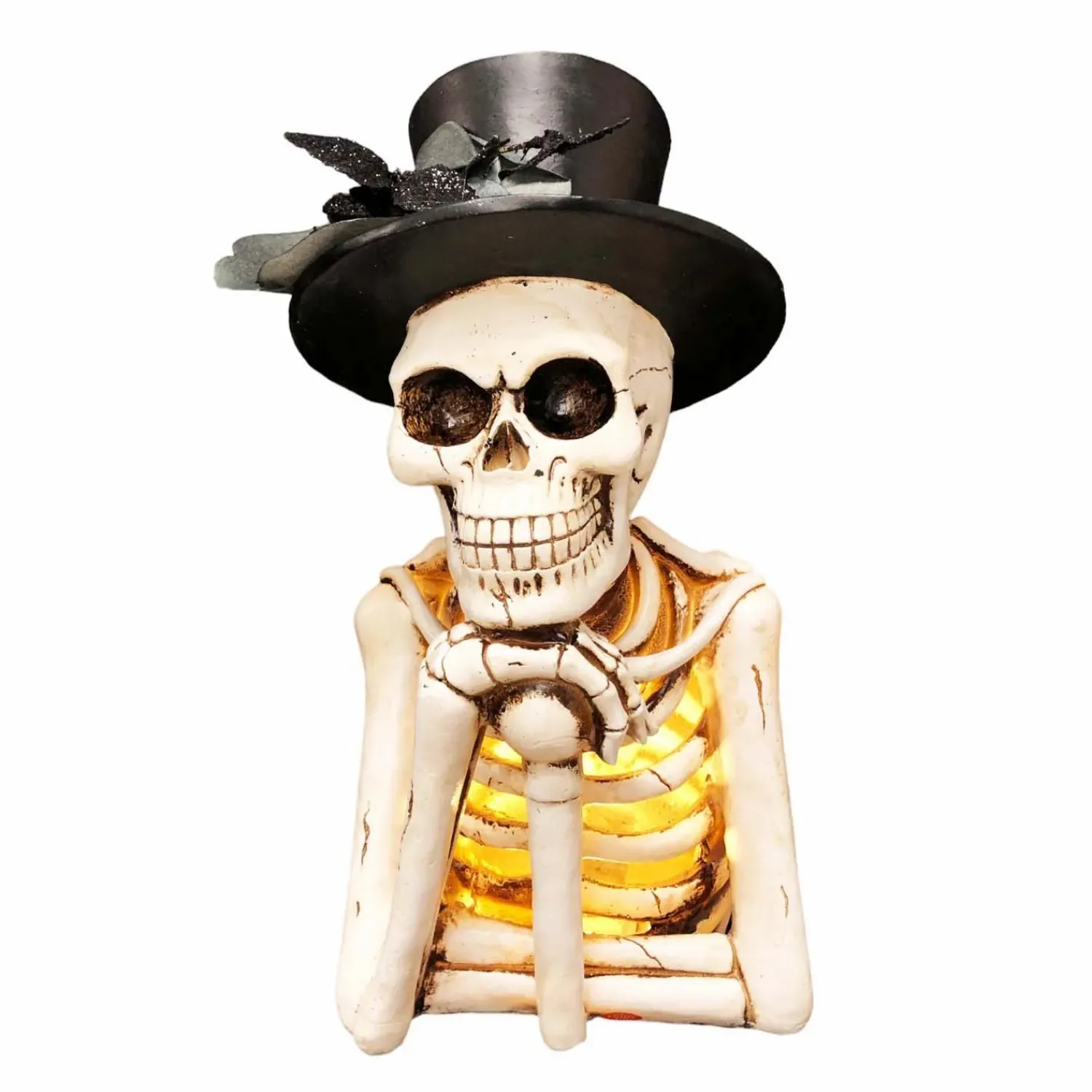 black_top_hat_skeleton_with_glowing_light___tall_0.webp Black Top Hat Skeleton With Glowing Light - 14" Tall>Roger's Gardens Shop