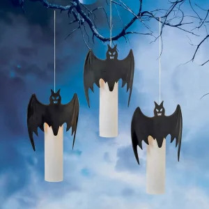 Nightwing Illuminations: Hanging Bat Candle Lights - 10" Tall - Set Of 3>Roger's Gardens Hot