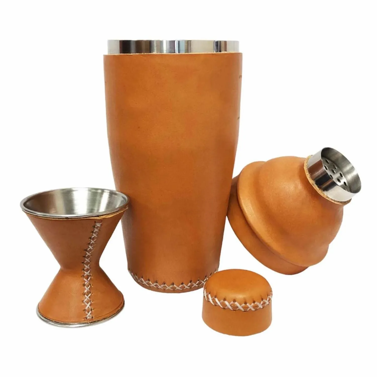 paraguayan_leather_martini_shaker_with_jigger_0.webp Paraguayan Leather Martini Shaker With Jigger>Roger's Gardens Best Sale