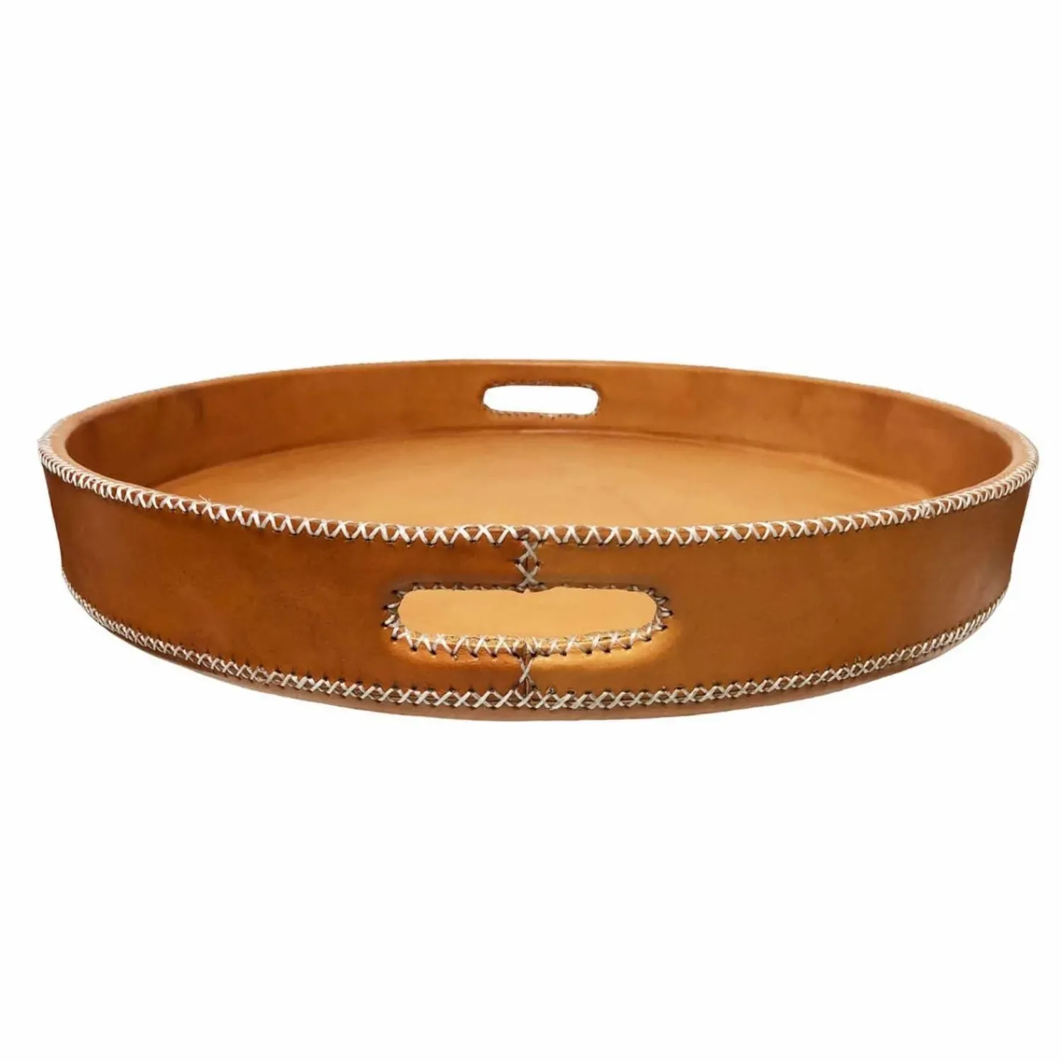 paraguayan_leather_round_ottoman_serving_tray_1.webp Paraguayan Leather Round Ottoman Serving Tray>Roger's Gardens Discount
