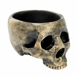 Rustic Brass Colored Skull Planter - 4" Tall>Roger's Gardens Cheap
