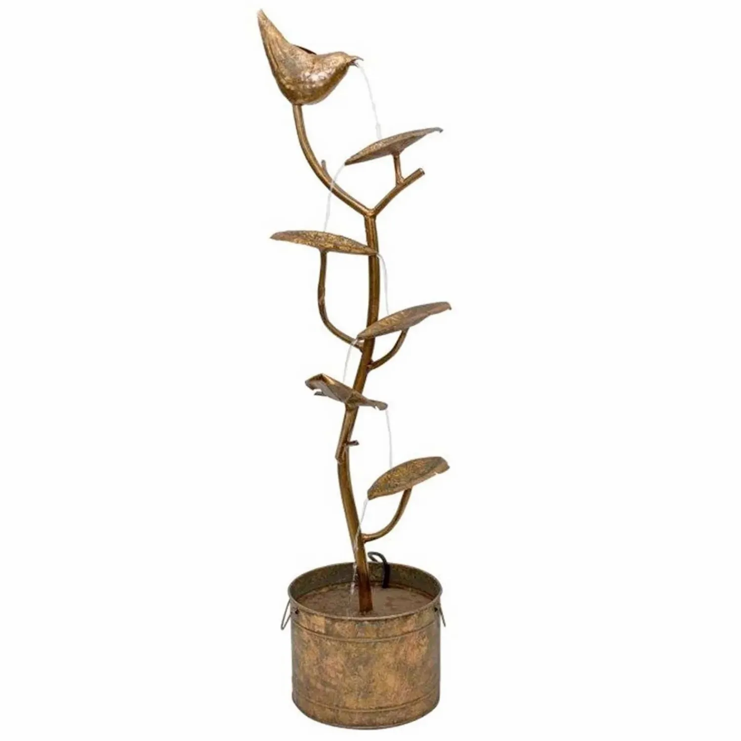 rustic_metal_bird_with_leaves_with_pump__ft_tall_0.webp Rustic Metal Bird With Leaves With Pump - 4Ft Tall>Roger's Gardens Outlet