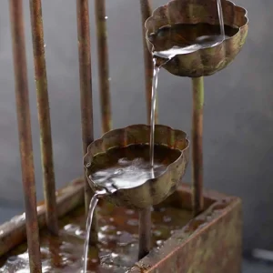 Rustic Metal Flower Fountain With Pump - 64