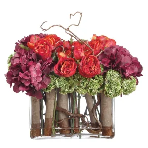 Silk Roses & Hydrangeas In Glass Vase>Roger's Gardens Best Sale