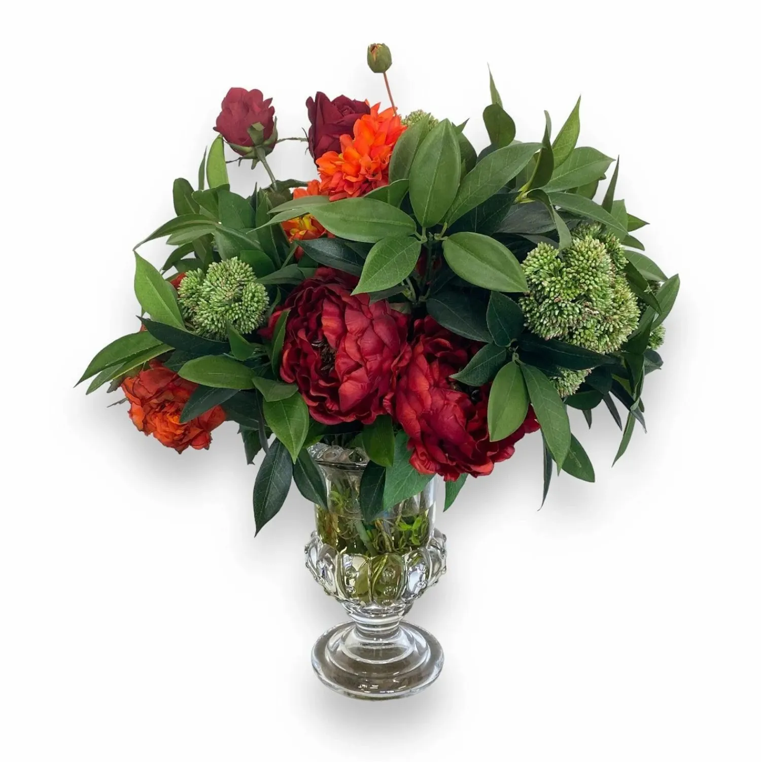 silk_roses_dahlias__peonies_in_glass_vase_0-2.webp Silk Roses, Dahlias & Peonies In Glass Vase>Roger's Gardens New