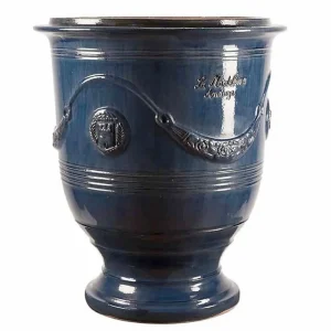 Traditional French Glazed Anduze Blue Vase>Roger's Gardens Cheap
