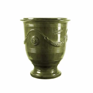 Traditional French Glazed Anduze Green Vase>Roger's Gardens Fashion