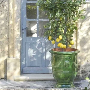 Traditional French Glazed Anduze Green Vase>Roger's Gardens Fashion