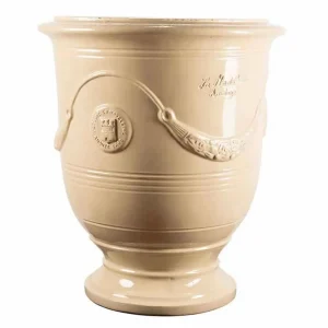 Traditional French Glazed Anduze Ivory Vase>Roger's Gardens Store