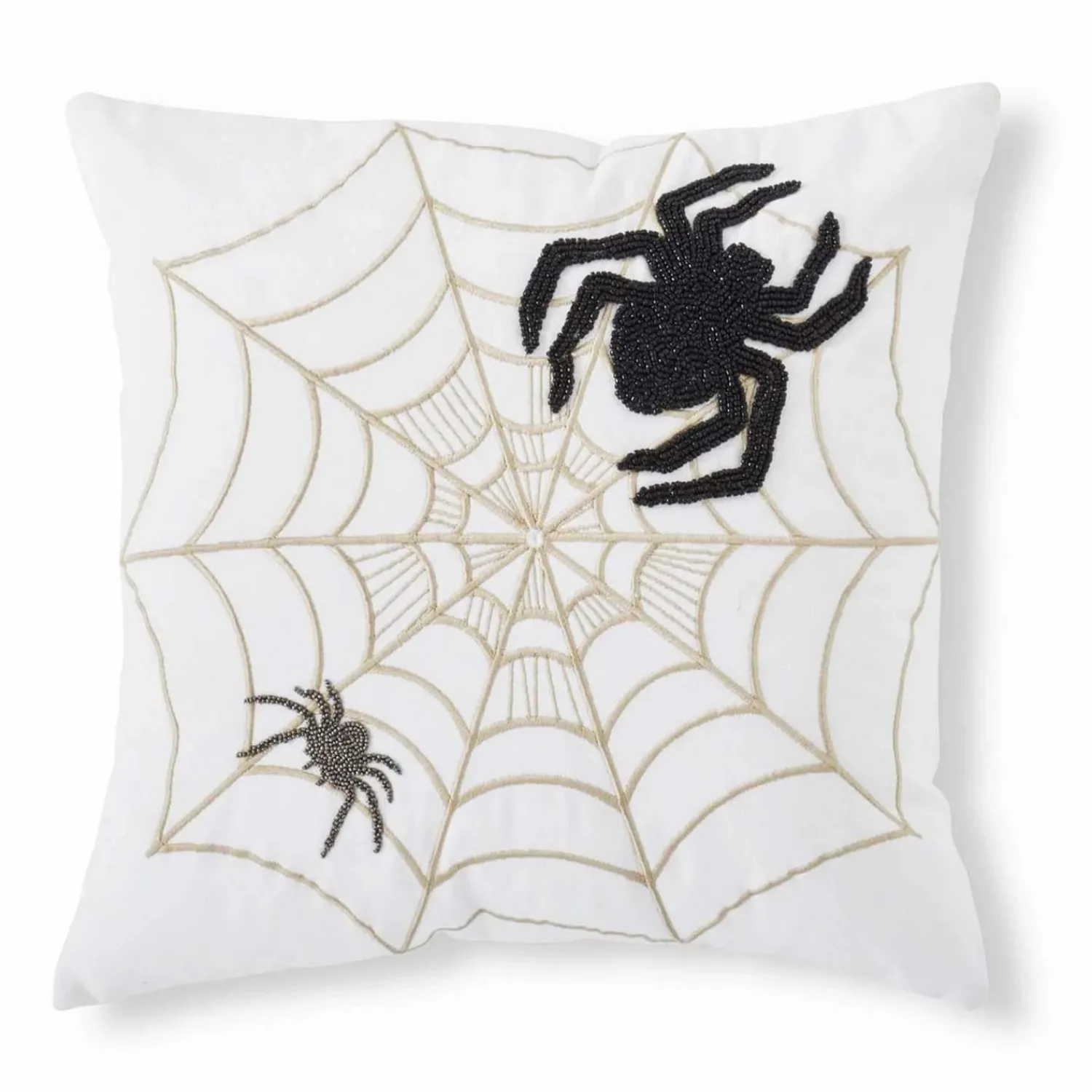 white_halloween_pillow_with_embroidered_spiders__web___x__0.webp White Halloween Pillow With Embroidered Spiders & Web - 18" X 18">Roger's Gardens Store